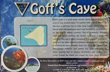 A sign for goff 's caye in the bahamas.